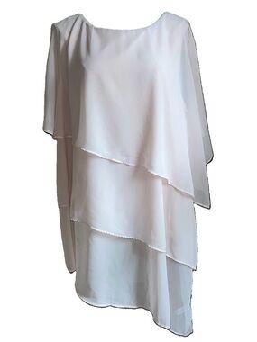 NWT Roaman's Pink Chiffon Capelet Top Plus 22W Tiered Blouse Piece
